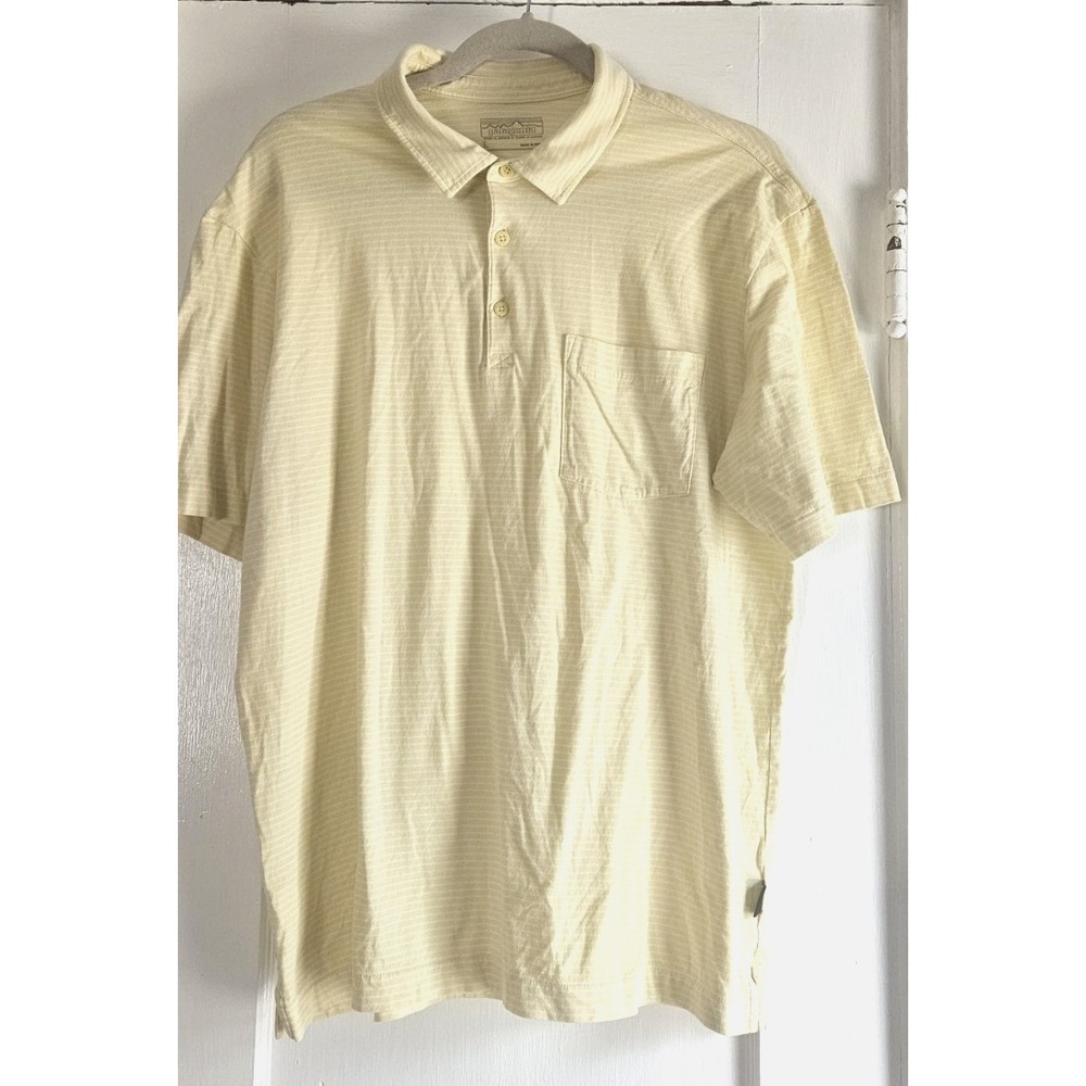 PATAGONIA polo shirt convenient chest pocket yellow striped organic cotton L